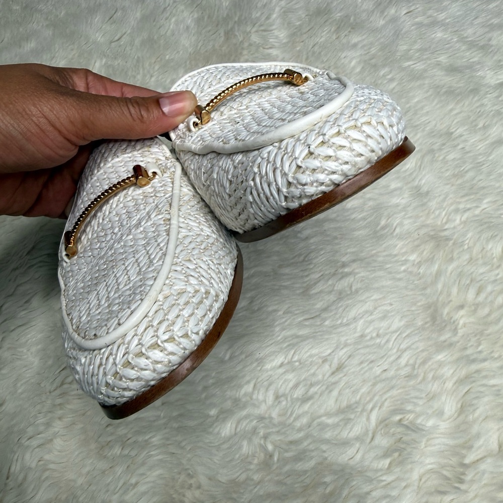 Sam Edelman Laurna Bit Woven Loafer Mule White Raffia Size 7.5 Linnie - Picture 3 of 13
